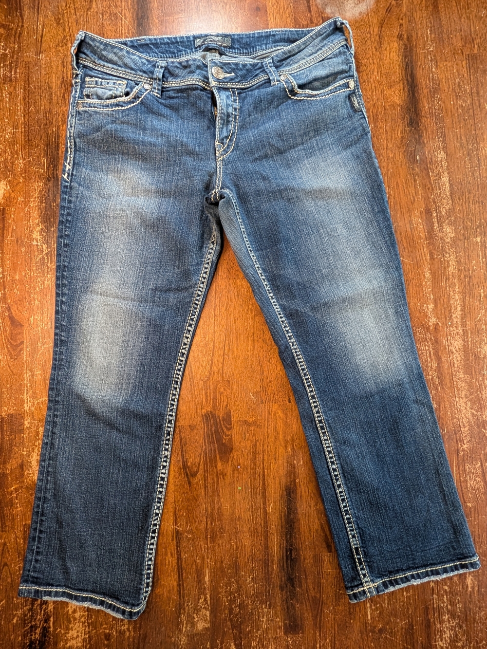 Silver Jeans Co Suki Capri Jeans Womens 34W Dark Wash Denim Pants